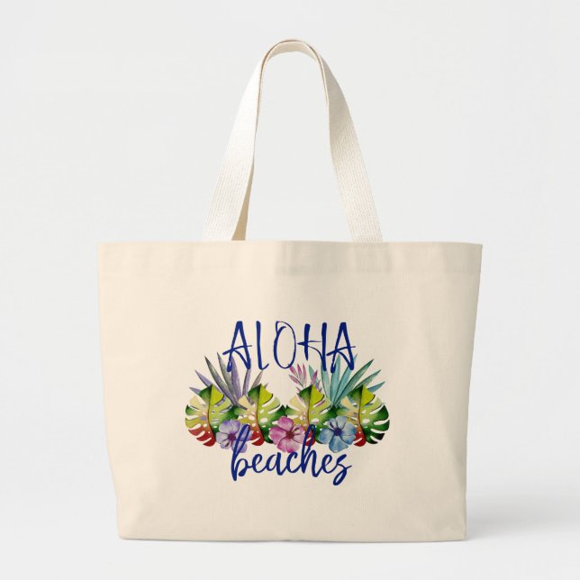 Grand Tote Bag Plages d'Aloha Été Tropical Hawaïen (Devant)