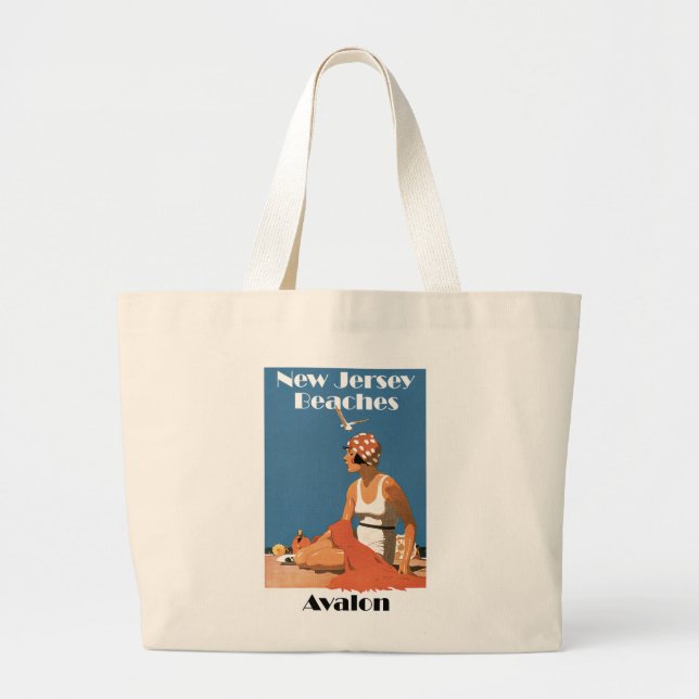Grand Tote Bag Plages du New Jersey ~ Avalon (Devant)