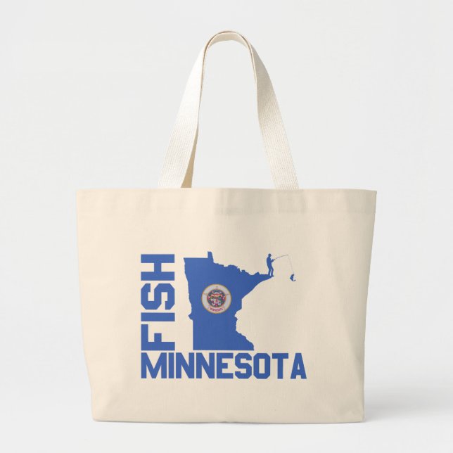 Grand Tote Bag Plan de l'État du Minnesota de Poisson (Devant)