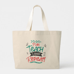 Grand Tote Bag Plan Enseigner Rire Répéter Mignonne Enseignants C