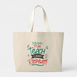 Grand Tote Bag Plan Enseigner Rire Répéter Mignonne Enseignants C