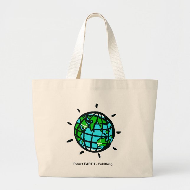 Grand Tote Bag Planète TERRE Vie durable - (Devant)