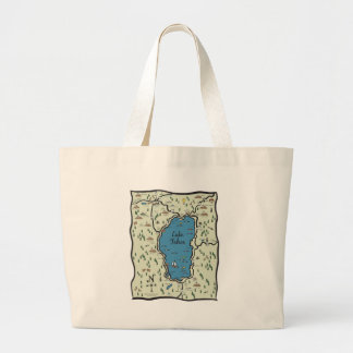 Grand Tote Bag Pleine carte de région du lac Tahoe