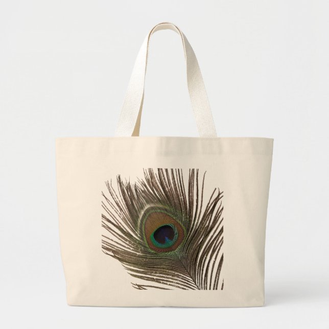 Grand Tote Bag Plumes de paon (Devant)