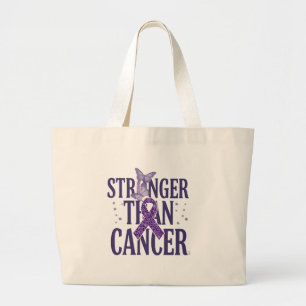 Grand Tote Bag Plus fort que le cancer Inspirant