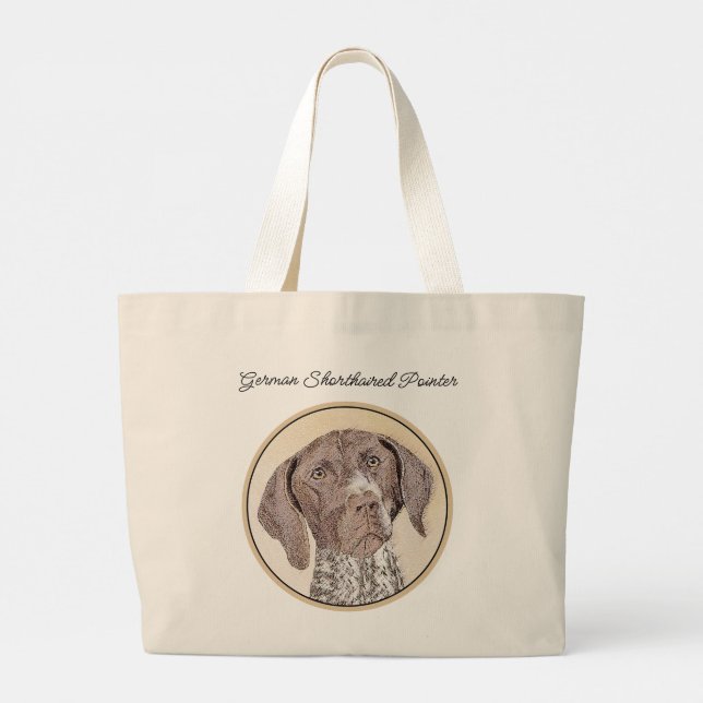 Grand Tote Bag Pointeur allemand peint art original (Dos)