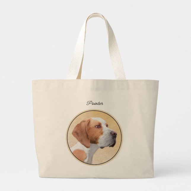 Grand Tote Bag Pointeur Peinture Anglais mignon Original Animal d (Dos)