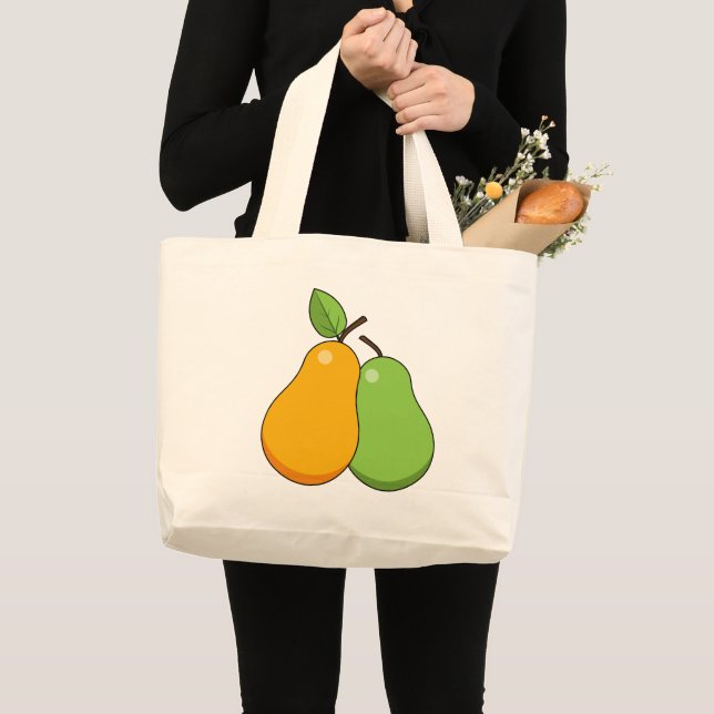 Grand Tote Bag Poires jaunes et vertes (Devant (produit))