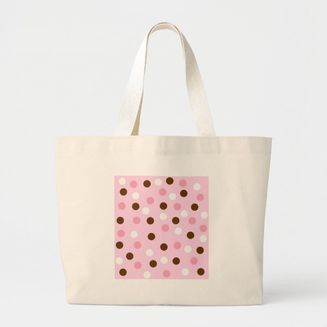 Grand Tote Bag Pois Brown et rose (Devant)