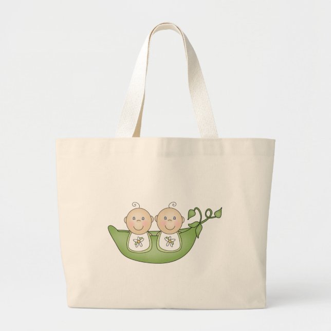 Grand Tote Bag Pois jumeaux dans une cosse (Devant)