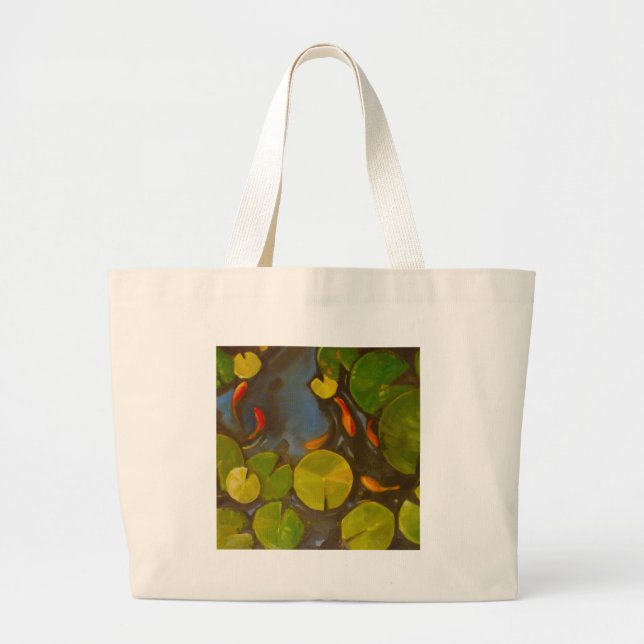 Grand Tote Bag Poisson D'Or Koi Pond Water Lys (Devant)