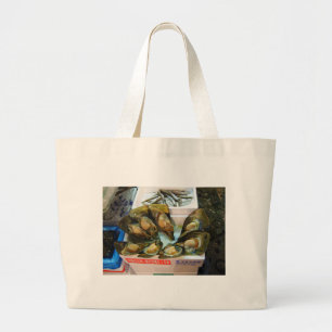 Grand Tote Bag Poissons de moules géantes Tsukiji, Tokyo, Japon