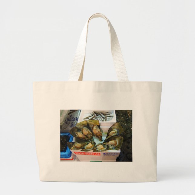 Grand Tote Bag Poissons de moules géantes Tsukiji, Tokyo, Japon (Devant)