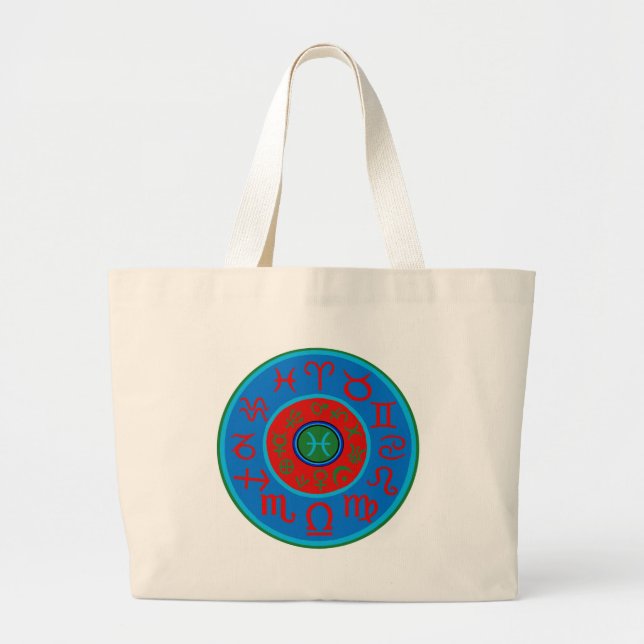 Grand Tote Bag Poissons Zodiaque (Devant)