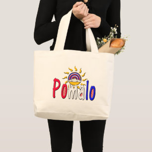 Grand Tote Bag Pomalo - Détente croate avec soleil et arc-en-ciel