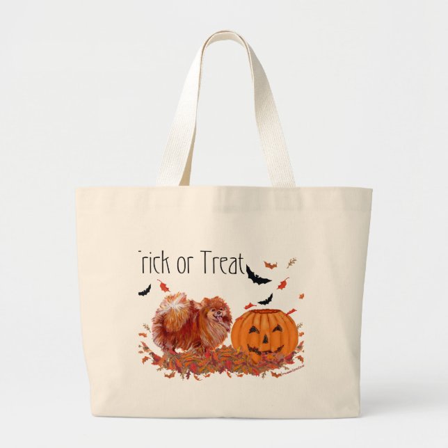 Grand Tote Bag Pomeranian Halloween (Devant)