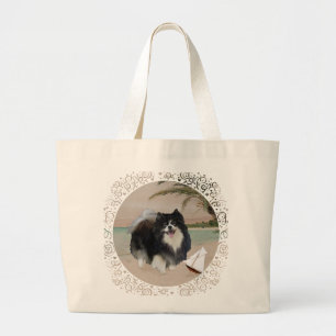 Grand Tote Bag Pomeranian noir avec voilier