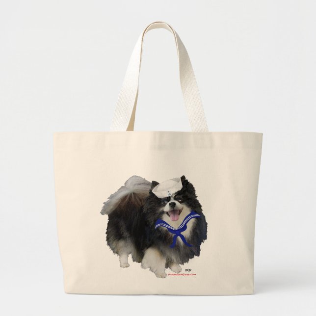 Grand Tote Bag Pomeranian noir marin (Devant)