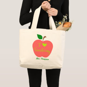 Grand Tote Bag Pomme enseignant personnalisé