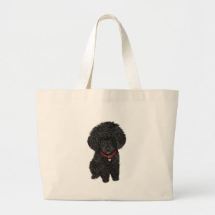 Grand Tote Bag Poodle miniature ou jouet - Noir 1