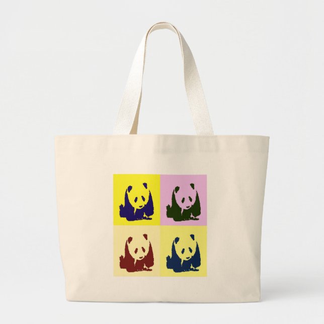 Grand Tote Bag Pop Art Baby Pandas (Devant)