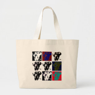 Grand Tote Bag Pop Art Elephants