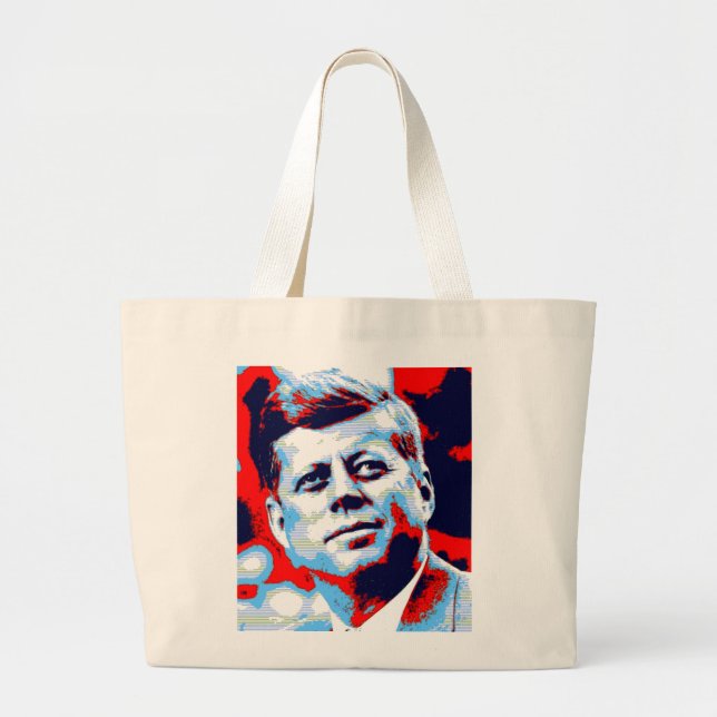 Grand Tote Bag Pop Art JFK John F. Kennedy Red Blue (Devant)