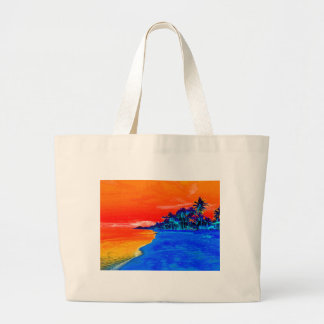 Grand Tote Bag Pop Art Plage Exotique Palmiers