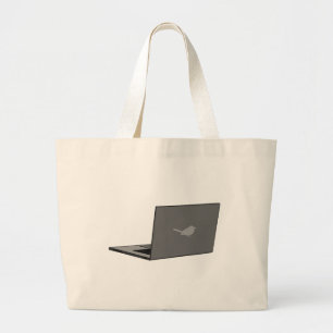 Grand Tote Bag Portable gris avec logo d'oiseau