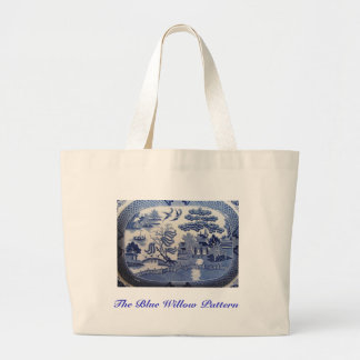Grand Tote Bag Portez le motif bleu de saule à tout moment