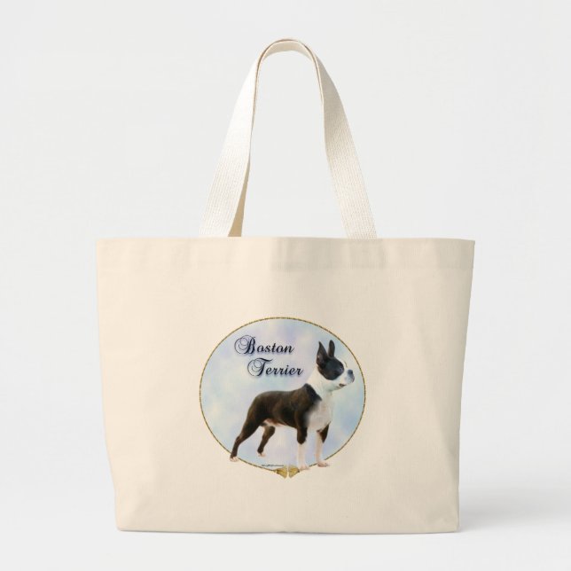 Grand Tote Bag Portrait de Boston Terrier (Devant)