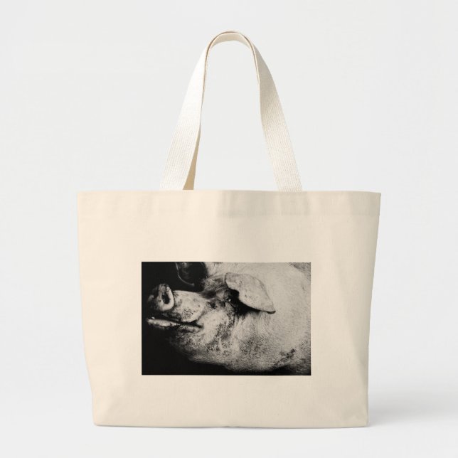 Grand Tote Bag portrait de cochon (Devant)