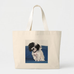 Grand Tote Bag Portrait de fantaisie de caniche de jouet de Parti