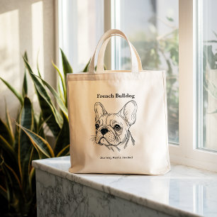 Grand Tote Bag Portrait de French Bulldog