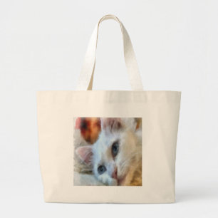 Grand Tote Bag Portrait de Van Cat With Blue Eyes