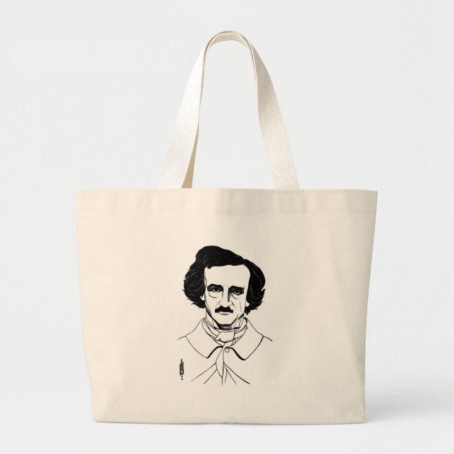 Grand Tote Bag Portrait d'Edgar Allan Poe (Devant)