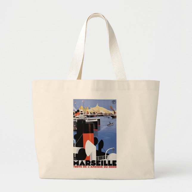 Grand Tote Bag Poster de Marseille (Devant)