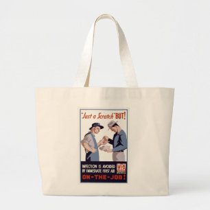 Grand Tote Bag Poster de premiers soins "Just a Scratch"