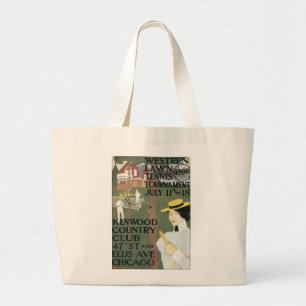Grand Tote Bag Poster de tennis de Chicago vintage