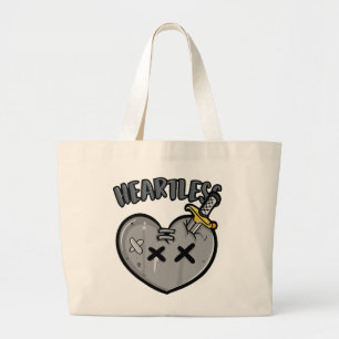 Grand Tote Bag Poster en Niveaux de gris Coeur & épée Punk Rock e