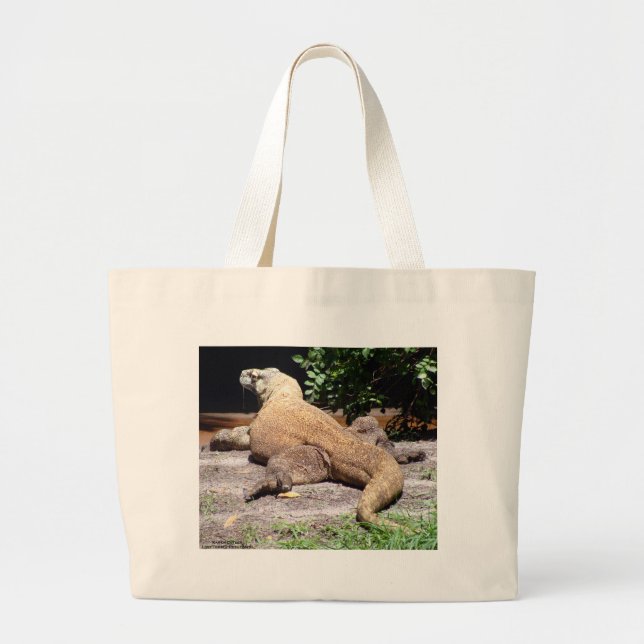 Grand Tote Bag Postérieur de dragon de komodo (Devant)