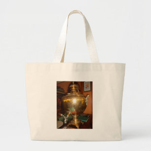 Grand Tote Bag Pot de thé doré vintage Mur Art & Imprimer