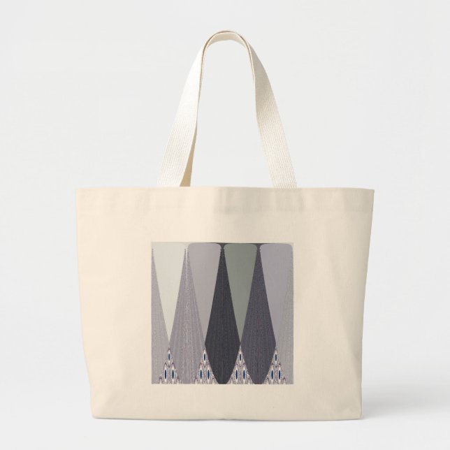 Grand Tote Bag Pots Chevron Gris Cendré Imprimer (Devant)