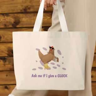 Grand Tote Bag Poulet Sarcastique – Demande-moi si je m'en fiche