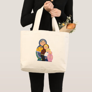 Grand Tote Bag Poupée Russe Matryoshka Étapes de la Vie Colorée M