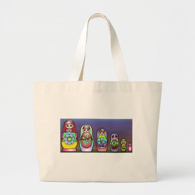 Grand Tote Bag Poupées russes sur une rangée (Devant)
