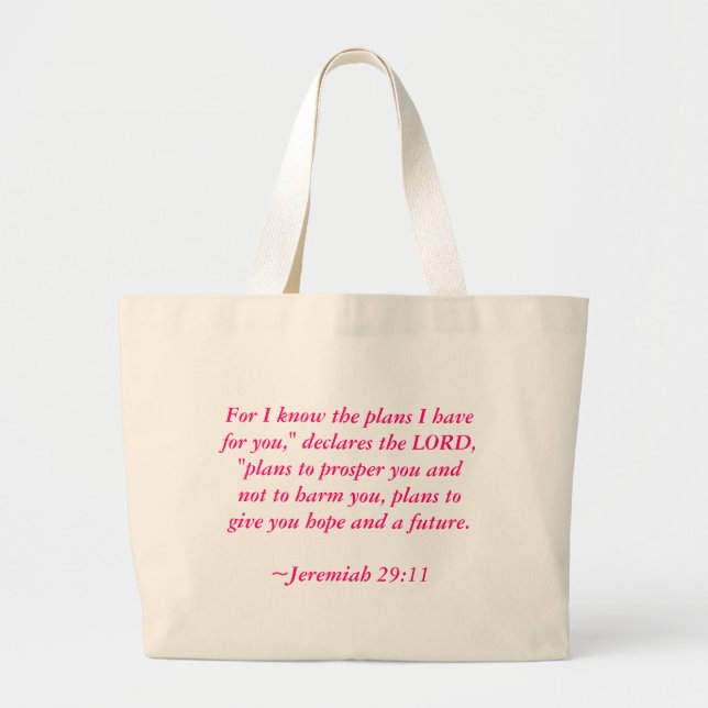 Grand Tote Bag Pour moi sais les plans que je prends pour vous," (Devant)