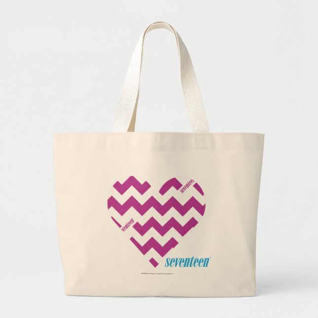 Grand Tote Bag Pourpre 2 de zigzag (Devant)