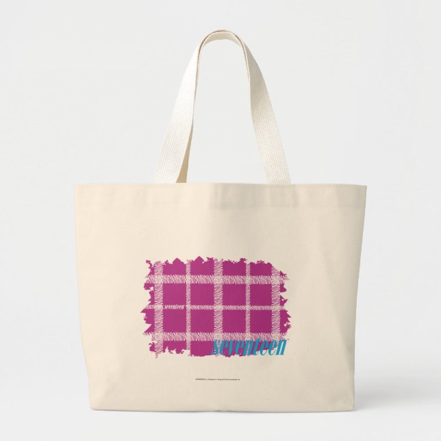 Grand Tote Bag Pourpre 4 de plaid (Devant)