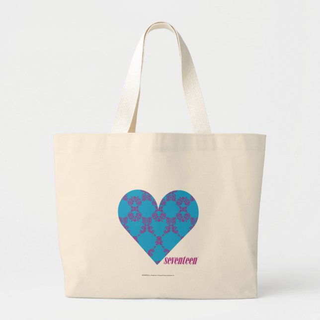 Grand Tote Bag Pourpre-Aqua 3 de damassé (Devant)